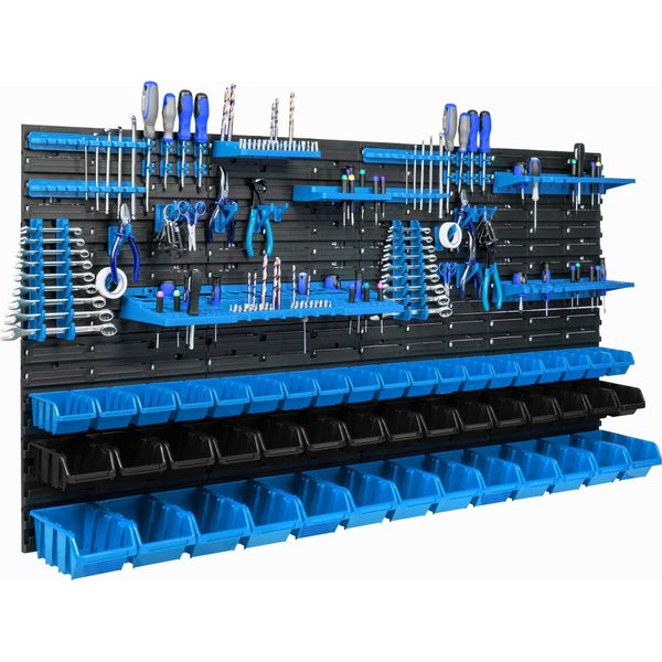 47 Scatole Impilabili Scaffale A Parete In Plastica 154 X 78 Cm Portautensili Sistema Di Stoccaggio Per Officina Garage Scaffale Aperto Scivolo Per Scatole-image