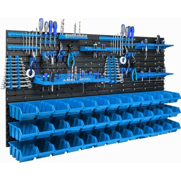 39 Scatole Impilabili Scaffale A Parete In Plastica 154 X 78 Cm Portautensili Sistema Di Stoccaggio Per Officina Garage Scaffale Aperto Scivolo Per Magazzino-image