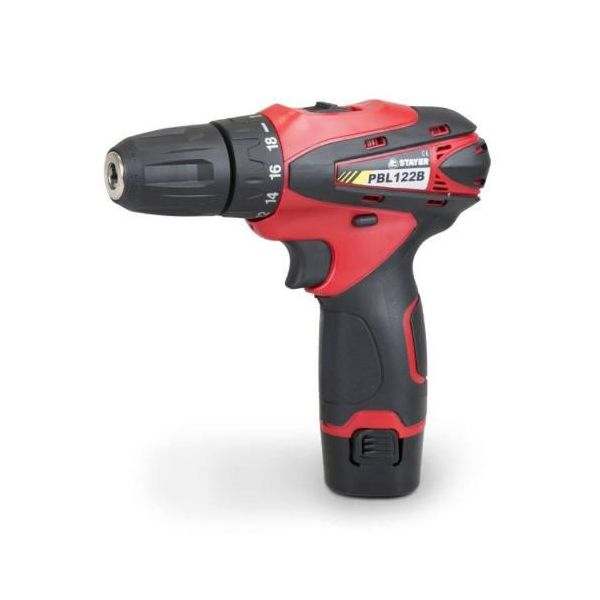Trapano A Batteria Pbl 122 Bk, 12V, 2Ah, 2 Batterie Agli Ioni Di Litio, Custodia, Stayer-image
