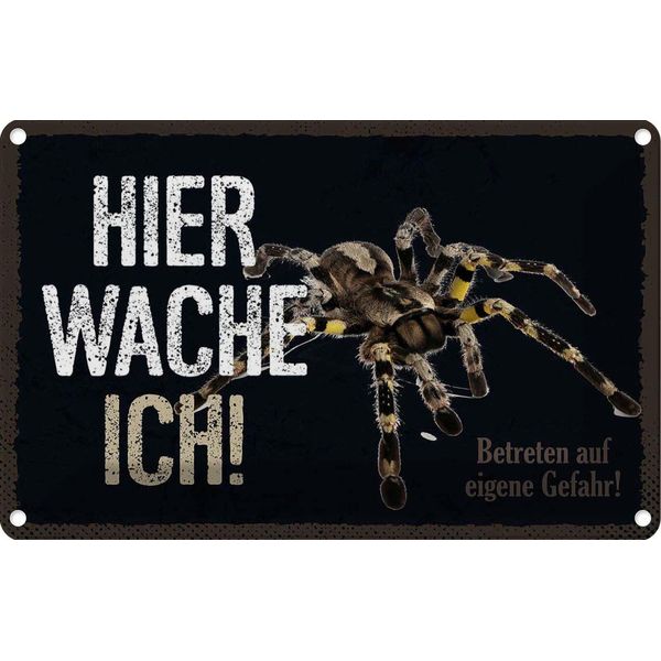Vianmo Insegna Di Latta 20X30 Cm Spinne Hier Wache Ich Eigene Gefahr-image