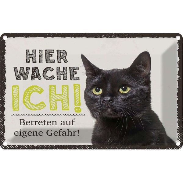Vianmo Insegna Di Latta 20X30 Cm Katze Hier Wache Ich Eigene Gefahr-image