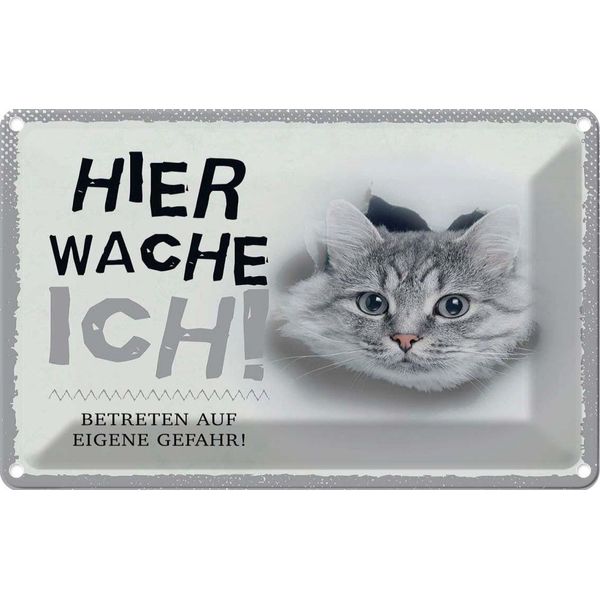 Vianmo Insegna Di Latta 20X30 Cm Katze Hier Wache Eigene Gefahr-image