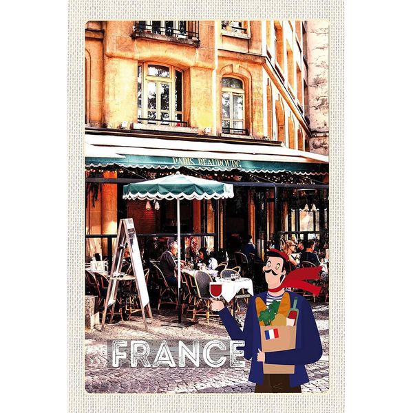 Vianmo Insegna In Legno 18X12 Cm Frankreich Innenstadt Restaurant Wein-image