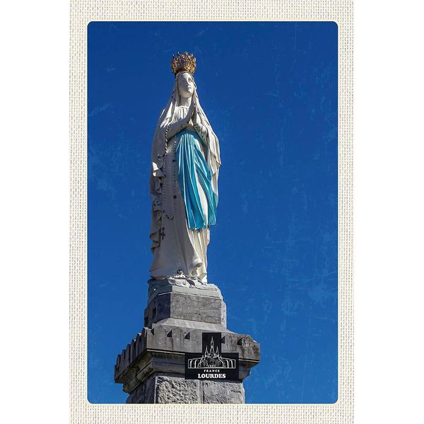 Vianmo Insegna In Legno 18X12 Cm Frankreich Lourdes Skulptur Weiß Gold-image