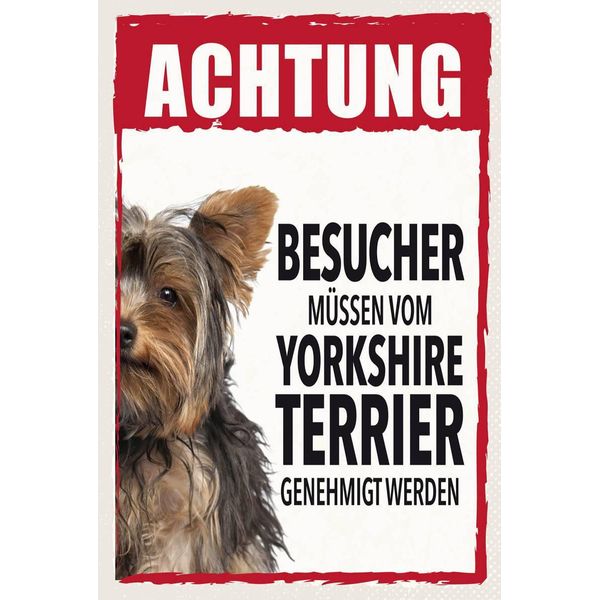 Vianmo Insegna In Legno 18X12 Cm Tiere Achtung Yorkshire Terrier-image
