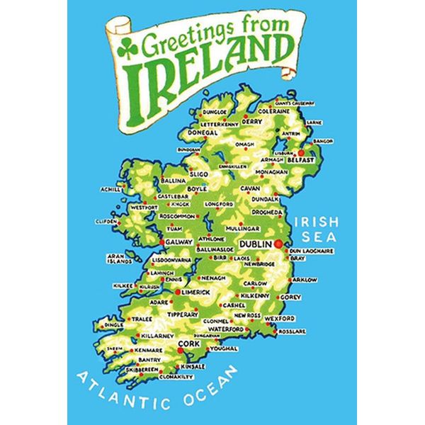 Vianmo Insegna In Legno 30X20 Cm Greetings From Ireland Landkarte-image
