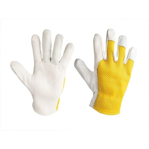 Guanti Da Lavoro In Pelle Di Capra + Rete, Taglia 9, Giallo-image