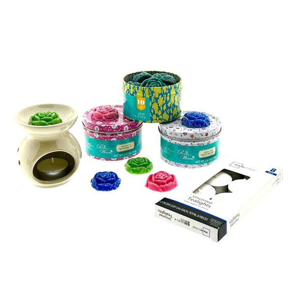 Confezione Di Fragranze Wax Melts 3 X 10 Wax Melts Incl. Bruciatore E Tea Light - Foglia Di Fragola, Mandarino & Coriandolo, Rosmarino & Salvia-image