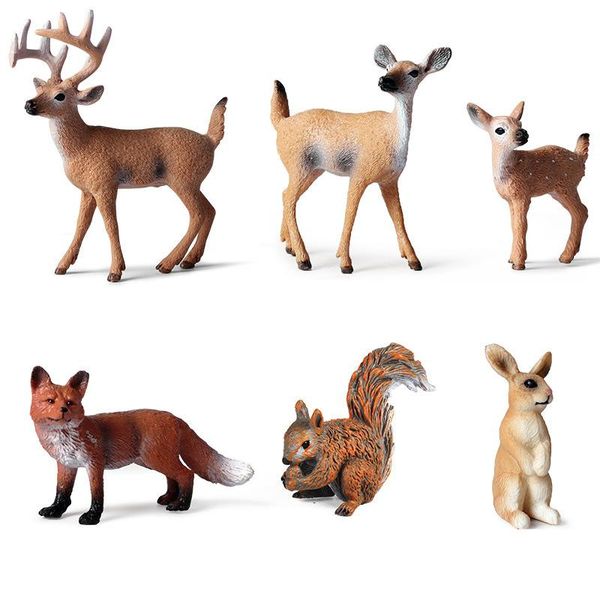Inf Figure Di Animali Della Foresta Realistici, Confezione Da 6 Set Di Animali Della Foresta-image