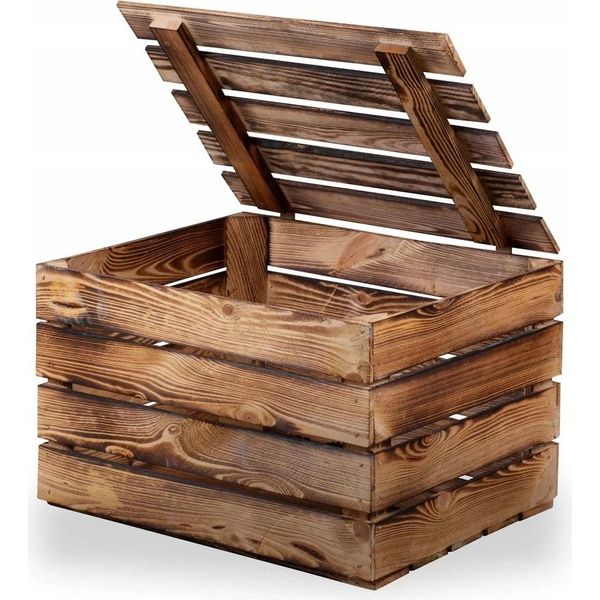 Nuove Cassette Per La Frutta Cassette Di Legno Cassette Per Il Vino Cassette Per Le Mele Cassetta Di Legno Fiammato 50X40X30Cm-image