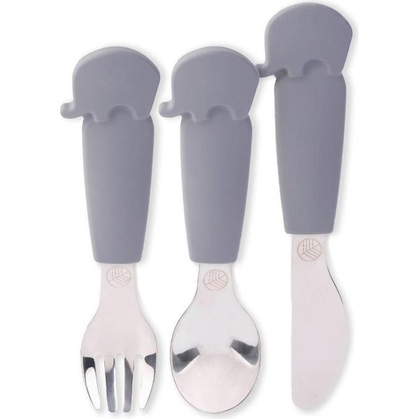 Ecorascals - Set Di Coltelli, Forchette E Cucchiai In Acciaio Inox E Silicone, Argento-image