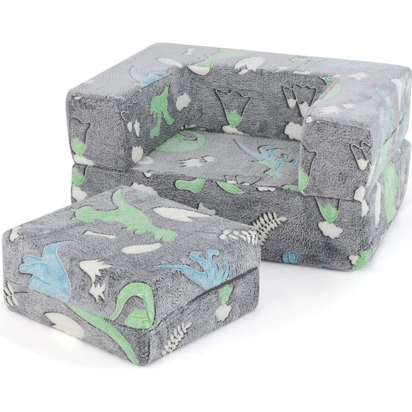 Costway Comodo Divano Da Gioco, Divano Modulare Per Bambini Con Cuscini, Divano Letto Fosforescente Con Rivestimento Lavabile In Lavatrice E Imbottitura In Gommapiuma-image