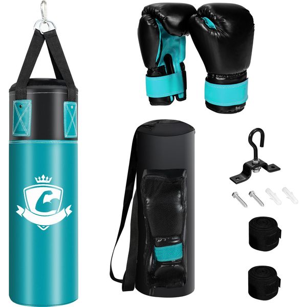 Costway Set Di Sacchi Da Boxe Da 10 Kg Con Riempimento Intercambiabile Verde-image