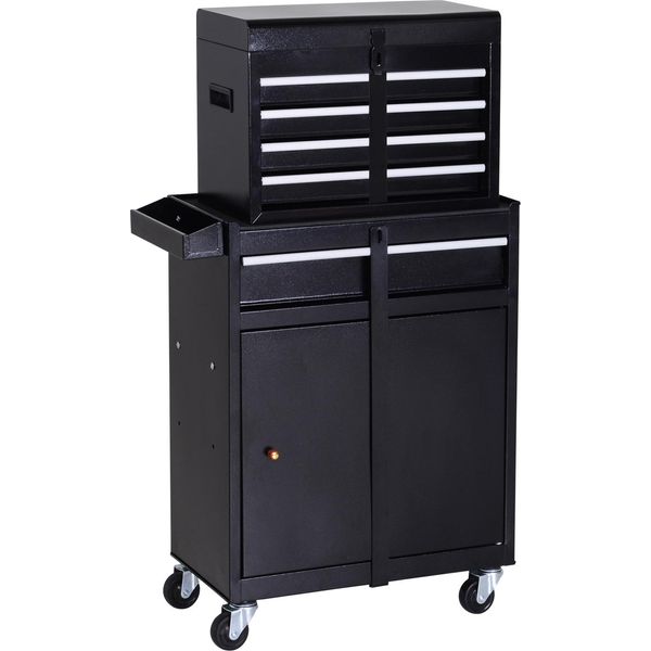 Durhand Carrello Da Officina Cassetta Portautensili Con 5 Cassetti Ruote 360° Metallo 60 X 28 X 104,5 Cm-image