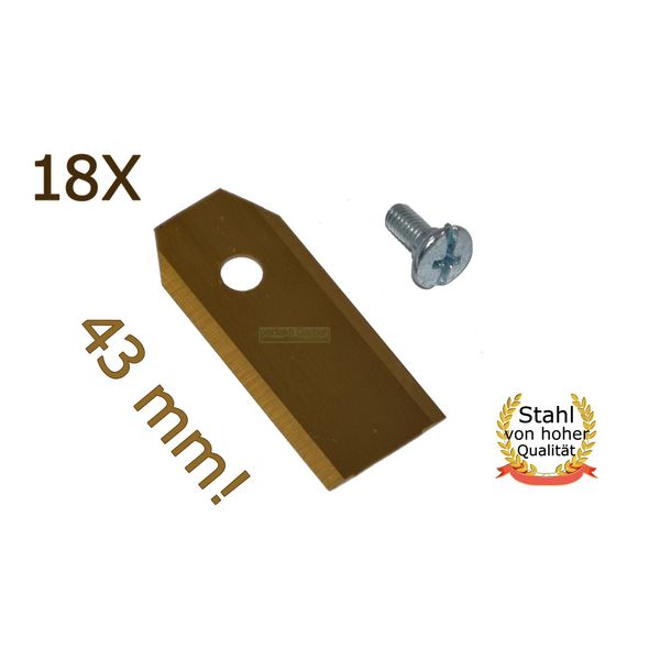 18 X 4,3 Cm Lame In Titanio Per Herkules G-Froce, Telsing 1000 1500 2000 Robot Rasaerba-image