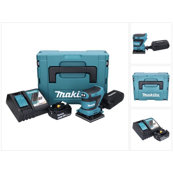 Makita Dbo 480 RT1J Levigatrice Orbitale A Batteria 18 V 112 X 102 Mm + 1X Batteria Ricaricabile 5,0 Ah + Caricabatterie + Makpac-image