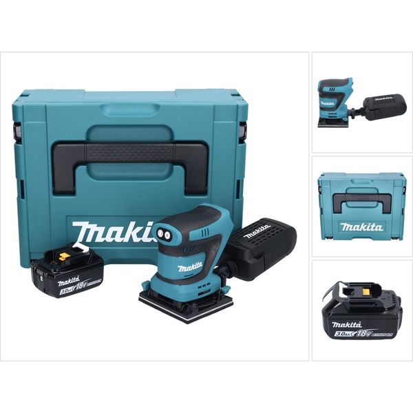 Makita Dbo 480 F1J Levigatrice Orbitale A Batteria 18 V 112 X 102 Mm + 1X Batteria Ricaricabile 3,0 Ah + Makpac - Senza Caricabatteria-image