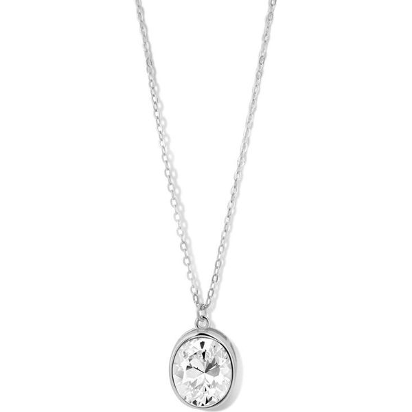 New Bling 9NB-0724 Collana In Argento Con Ciondolo - Donna - Zirconi - Ovale - 13,6 X 11,7 Mm - Bianco - Maglia Ad Ancora - 40 + 5 Cm - Rodio - Argento-image