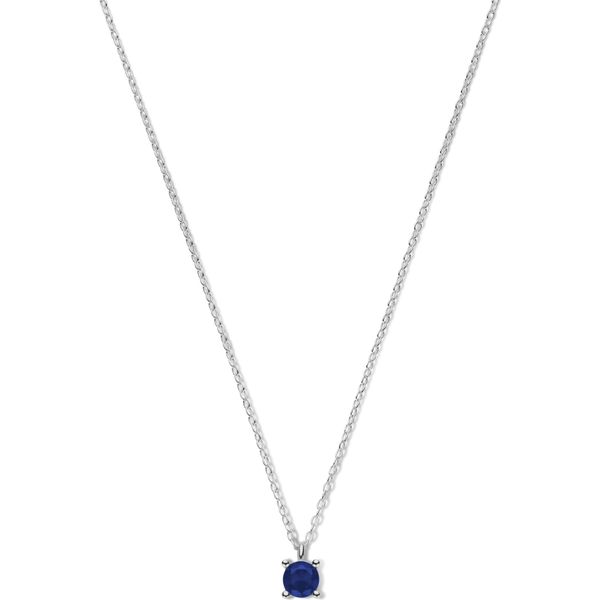 New Bling 9NB-1059 Collana In Argento Con Ciondolo In Zirconi - 5 Mm - Blu - 40+5 Cm - Rodio - Argento-image