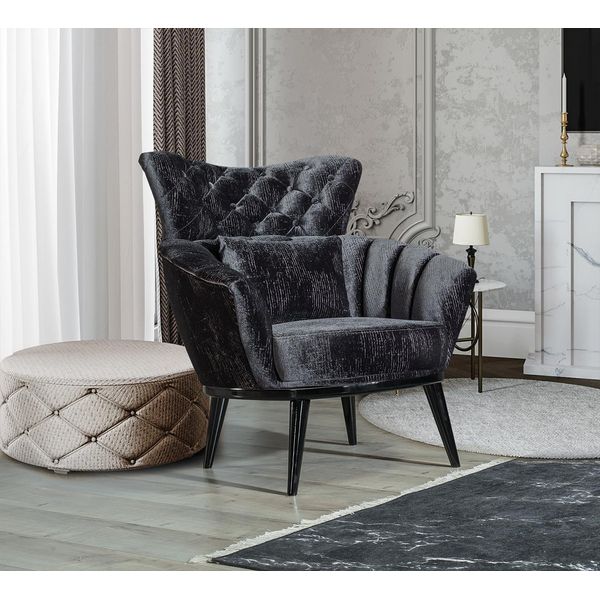 Mobili Design Poltrona Poltrona Moderna Design Tessile Soggiorno Nero Divano-image