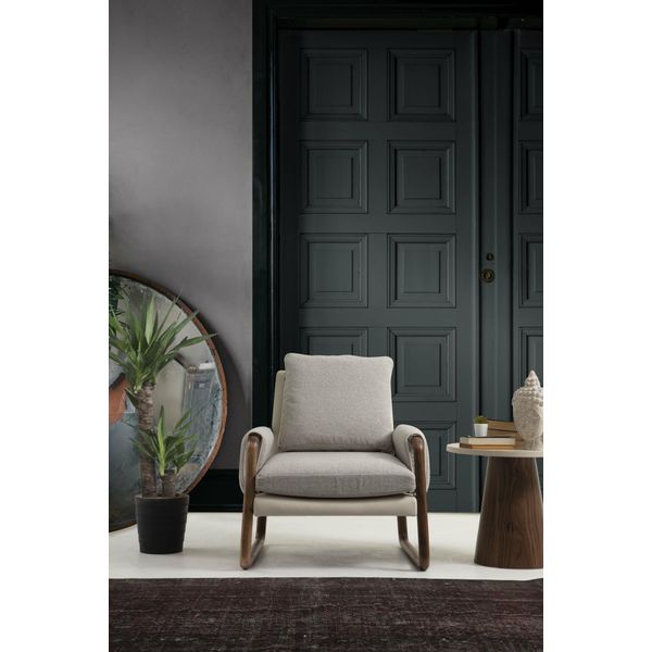 Poltrona Wing Chair Tessuto Grigio Soggiorno Poliestere 1 Posto Moderno Nuovo-image