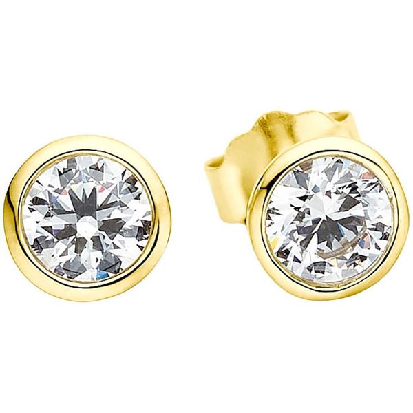 Paar Ohrstecker "Schmuck Geschenk Ohrschmuck Ohrringe", Gold (Gelbgoldfarben, Kristallweiß, Kristallweiß), Aniston Jewelry & Watches, Ohrringe, Damen, 5,8Mm, Silber 925 (Sterlingsilber), Mit Zirkonia (Synth.)-image