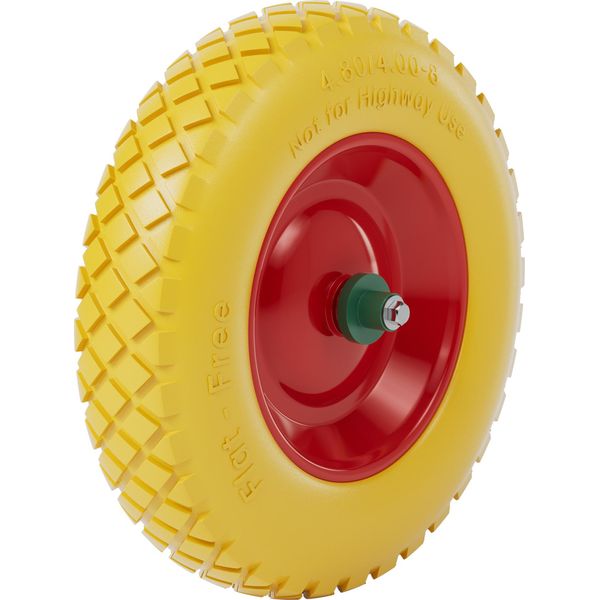 Wiltec Ruota Inpoliuretanoantiforatura 4.8/4.00-8 90 X 390 Mm 160 Kg, Ruota Per Carriola In Poliuretano E Gomma Piena Con Asse Passante, Ruota Per Carriola Antiforatura-image