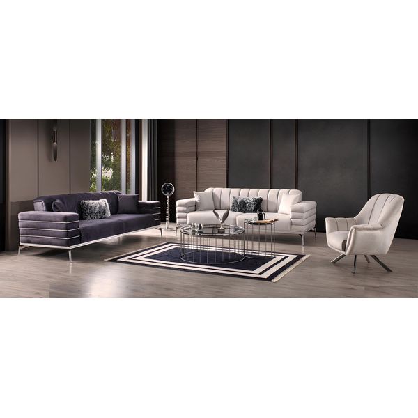 Lusso Set Di Divani 321 Moderno Set Design Divano Tappezzeria Divano Grigio Nuovo-image