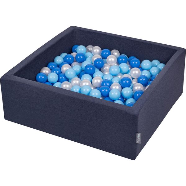 Kiddymoon 90X30Cm/300 Palline ∅ 7Cm Piscina Secca Rotonda Con Palline Certificata Eu, Blu Scuro: Baby Blue/Blue/Pearl-image