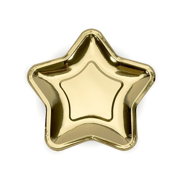 Decorazione Da Tavola Natalizia A Forma Di Stella 6 Pezzi Color Oro 18 Cm --image