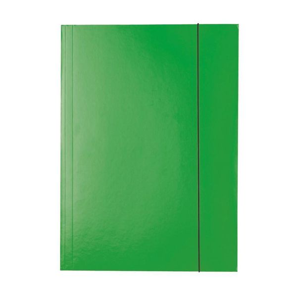 Cartella Esselte A4 253, Triplice, Cartone Lucido, Elastico Verticale, Verde, 10 Pz-image