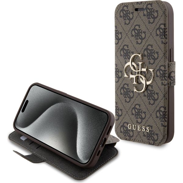 Guess Gubkp15X4Gmgbr Iphone 15 Pro Max 6.7 BrąZowy/Brown Book 4G Metal Logo-image