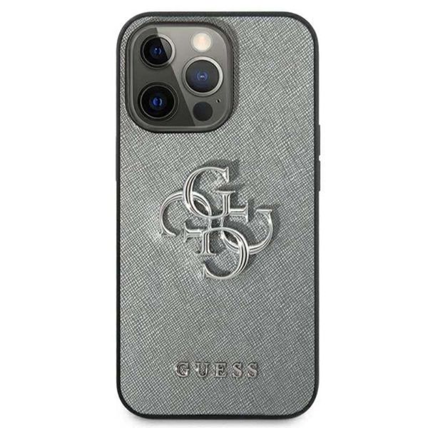 Guess Guhcp13Lsa4Gsgr Iphone 13 Pro / 136,1 Szary/Grey Custodia Rigida Saffiano 4G Logo In Metallo-image