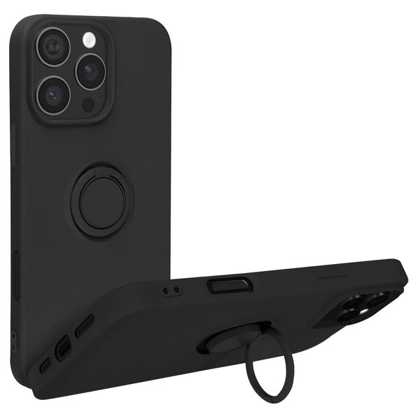 Avizar, Custodia Soft Touch Con Supporto Ad Anello Per Apple Iphone 16 Pro, Nero-image