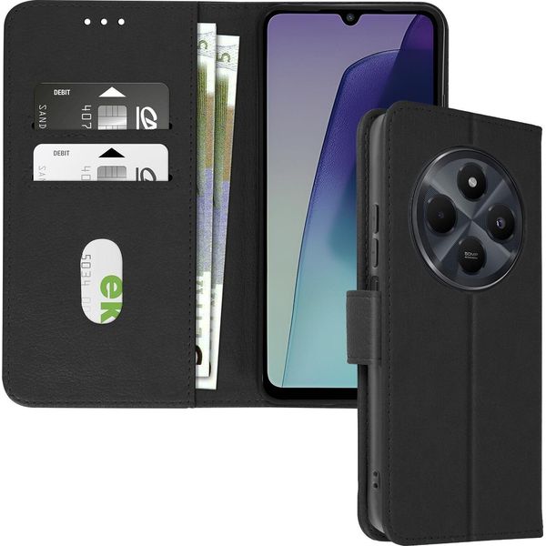 Avizar, Custodia In Pelle Finta Con Funzione Di Supporto Xiaomi Redmi 14C, Nero-image