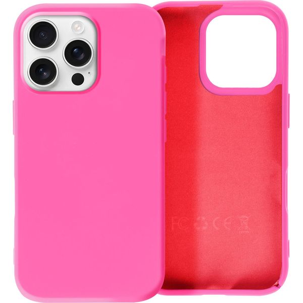 Avizar, Custodia Semirigida In Silicone Soft Touch Per Iphone 16 Pro, Rosso Fucsia-image