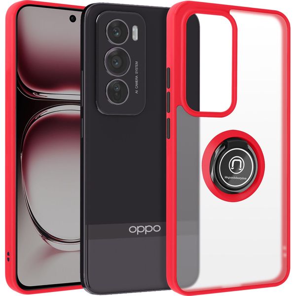 Avizar, Custodia Per Cellulare Per Oppo Reno 12 Pro Anello In Metallo, Supporto Video, Rosso-image