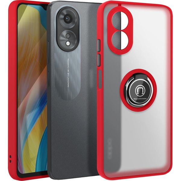 Avizar, Custodia Per Cellulare Per Oppo A38 Anello In Metallo, Supporto Video, Rosso-image