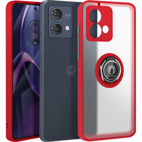 Avizar, Custodia Per Cellulare Per Motorola Moto G84 Anello In Metallo, Supporto Video, Rosso-image