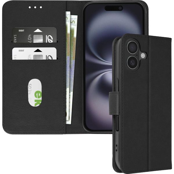 Avizar, Custodia In Ecopelle Con Funzione Di Supporto Per Apple Iphone 16 Plus, Nero-image
