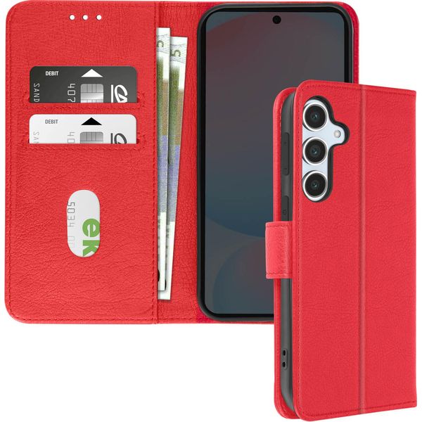 Avizar, Custodia In Ecopelle Con Funzione Di Supporto Per Samsung Galaxy S24 Fe, Rosso-image