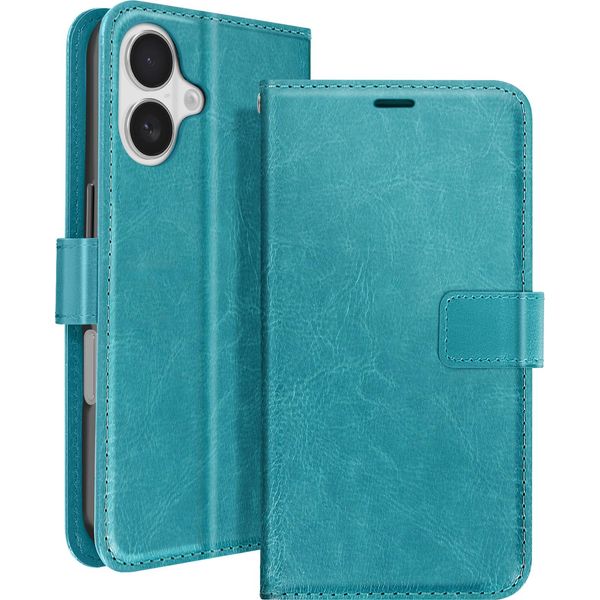 Mayaxess, Custodia A Portafoglio Apple Iphone 16 Funzione Stand Con Cinturino, Blu Turchese-image