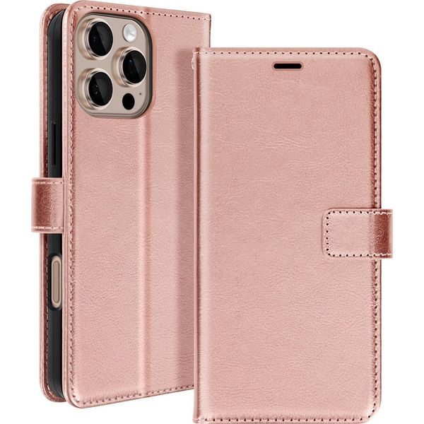 Mayaxess, Custodia A Portafoglio Apple Iphone 16 Pro Max Funzione Stand Con Cinturino A Mano, Oro Rosa-image