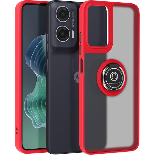 Avizar, Custodia Per Cellulare Per Motorola Moto G35 Anello In Metallo, Supporto Video, Rosso-image