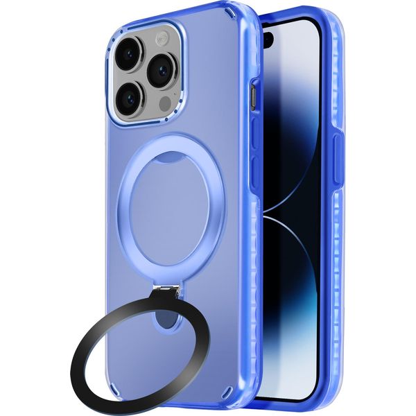 Avizar, Custodia Magsafe Per Apple Iphone 14 Pro Antiurto Con Supporto Pieghevole, Blu-image