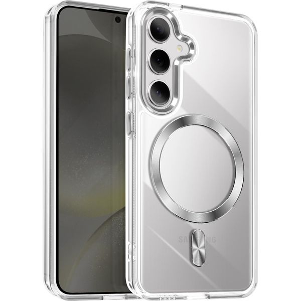 Avizar, Custodia Magsafe Per Samsung Galaxy S24 Plus / S25 Plus Colore Cristallo, Argento-image