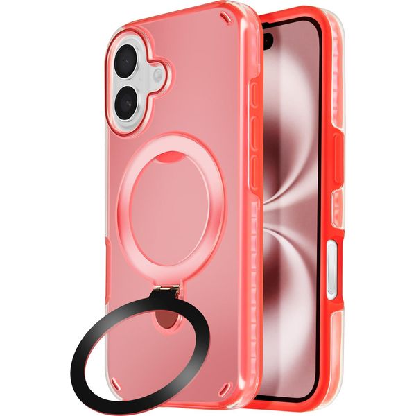Avizar, Custodia Magsafe Per Apple Iphone 16 Plus Antiurto Con Supporto Pieghevole, Rosso-image