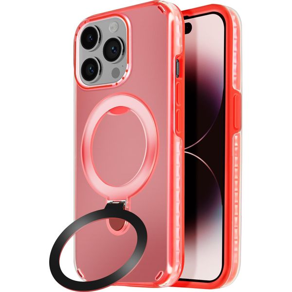 Avizar, Custodia Magsafe Per Apple Iphone 14 Pro Antiurto Con Supporto Pieghevole, Rosso-image