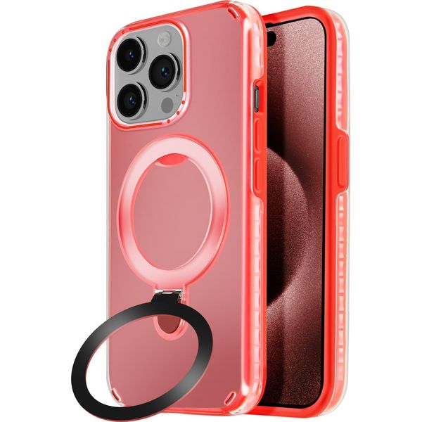 Avizar, Custodia Magsafe Per Apple Iphone 15 Pro Max Antiurto Con Supporto Pieghevole, Rosso-image