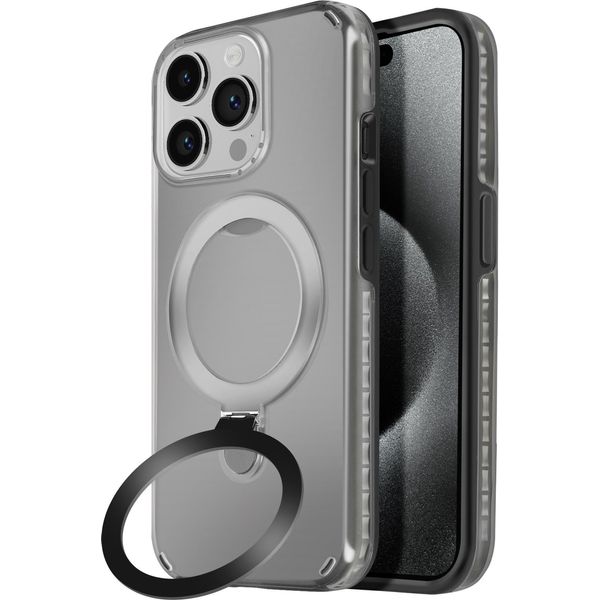 Avizar, Custodia Magsafe Per Apple Iphone 15 Pro Antiurto Con Supporto Pieghevole, Nero-image